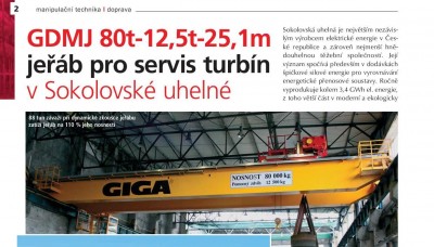 Technika a Trh, 2013/09, GDMJ 80t/12,5t/25,1m - žeriav pre servis turbín v Sokolovskej uhoľnej