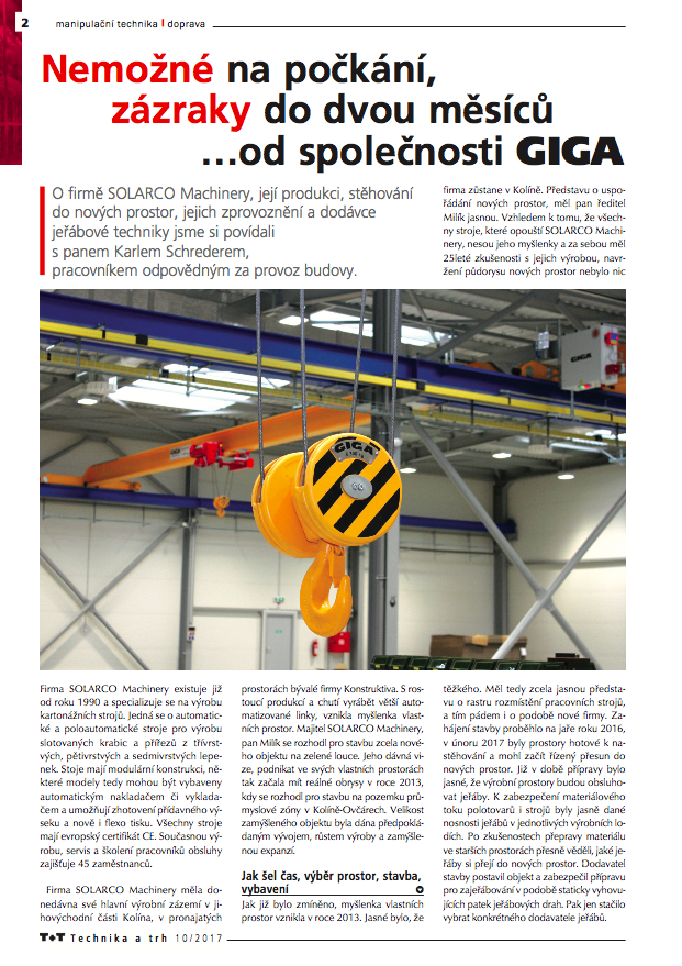 Jeby GIGA pro spolenost SOLARCO Machinery